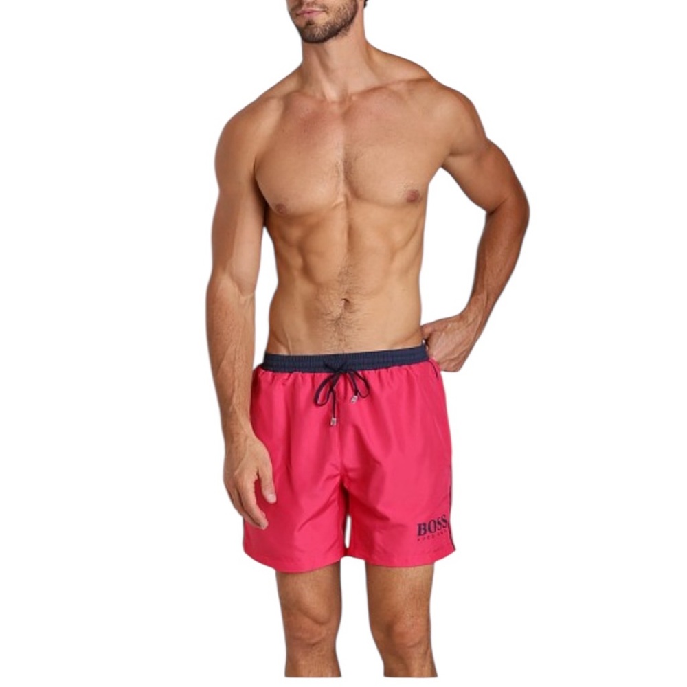 HUGO BOSS MENS STARFISH SWIM SHORTS BATHING SUIT PINK BLUE M